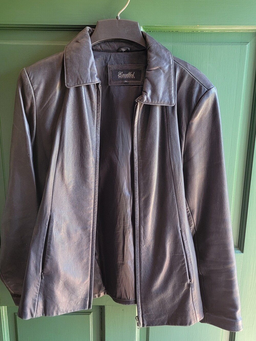 Vintage Black Genuine Leather Jacket Sz L